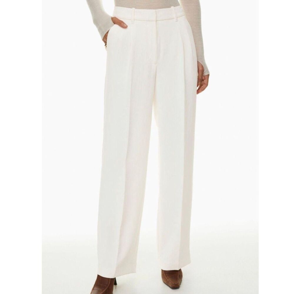 Aritzia Cream Wide-Leg Trousers